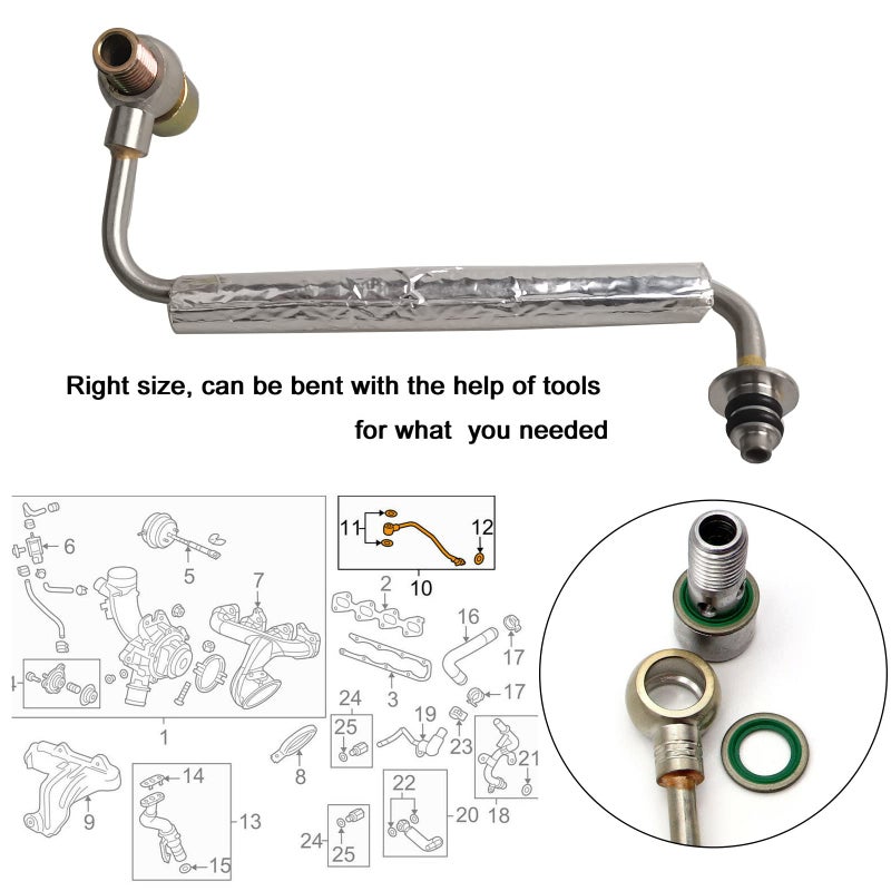 koxuyim Turbo Oil Feed Pipe Tube Line Turbocharger Compatible with 11-19 Cruze, 12-20 Sonic, 13-21 Trax,13-21 Encore, Replaces 55592600 25198546 25200947 625-829 - Image 2